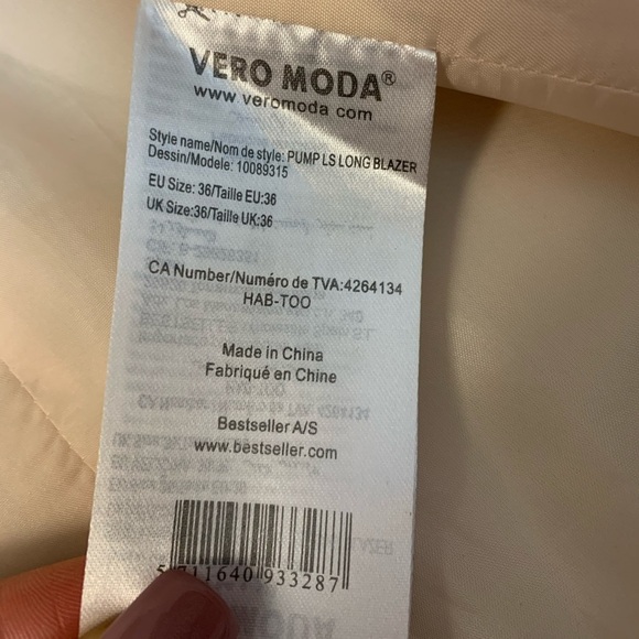 Vero Moda Cream Longsleeve Open Front Blazer - Picture 9 of 15